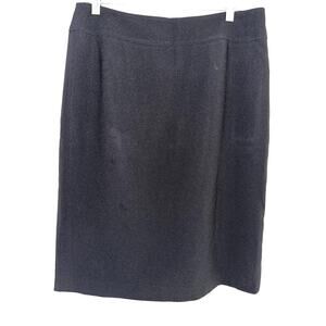 Ann Taylor Womens size 6 Petite Lined Pencil Skirt Pleated Slit Black Zip Close